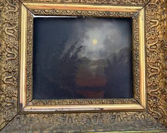 Beautiful moonscape oil painting. 