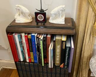 Cool bookends and world travel books.