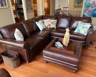 Leather Sectional with Ottoman.