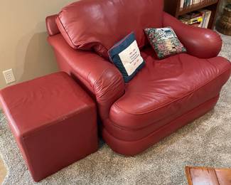 A second Norwalk Leather lounge chair with ottoman.