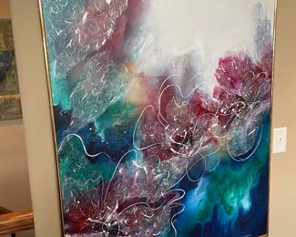 Sue Gingrich Large multi-media painting - 4" x 36"