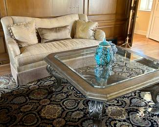 Glass top coffee table 4’4” sqaure