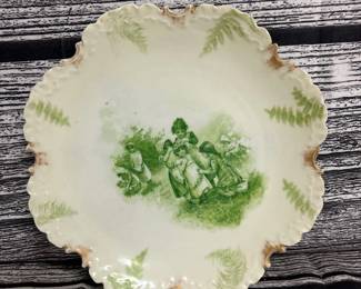 Handpainted rs prussia plate, children scene