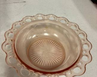 Pink Depression old colony, Open lace