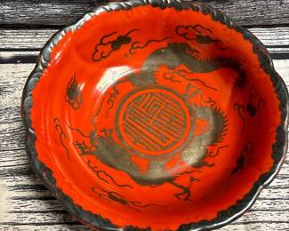Antique coral/red chinese bowl