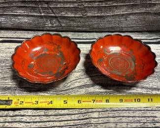 Antique coral/red chinese bowls