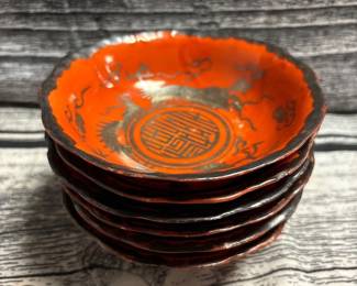 Antique coral/red bowls