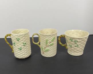 3 - Belleek Porcelain  Cups