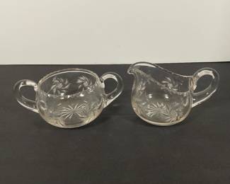 Old Cut Glass Cream & Sugar