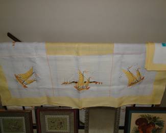 Handstitched table cloth and napkin set