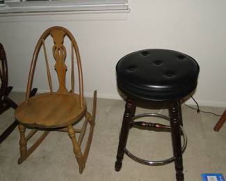 A stool, and a child rocking chair