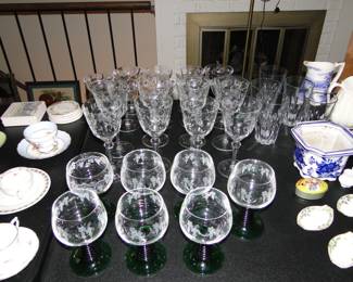 Wine glasses, and water goblets, vintage fancy
