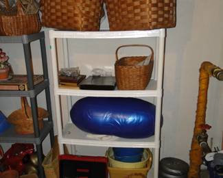 Baskets and other household items, such as a weight set