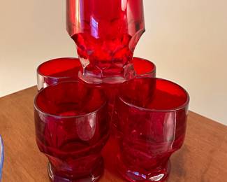 Set of 5 Vintage Viking Ruby Red Georgian Tumblers! 
