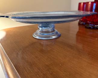Vintage Federal Blue Depression Glass Cake Plate!
