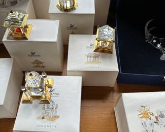 Over FIFTY Pieces of Swarovski Crystal Figurines! Waterford Crystal Egg, Steuben Eagle and MORE! Most in their original boxes! 