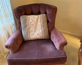 Preliminary walkthrough photo: 

2nd of two plumb colored swivel side chairs! Both in great condition! 