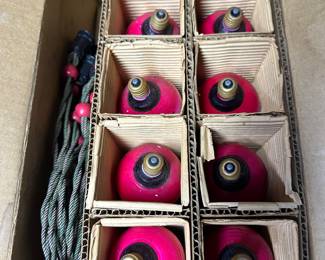 An awesome complete set of 1950's Amico Oriental Lanterns in their original box! I do not believe that these have ever been used! The paint on the bulbs looks fantastic! The box is in pretty good condition for being over 70 years old! 