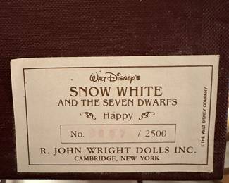 A RARE set of Michigan Artist - R. John Wright - Snow White and the Seven Dwarfs Dolls! 8 Dolls in their original boxes, complete! Made In Vermont!