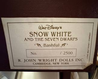 A RARE set of Michigan Artist - R. John Wright - Snow White and the Seven Dwarfs Dolls! 8 Dolls in their original boxes, complete! Made In Vermont!