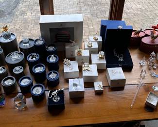 Over FIFTY Pieces of Swarovski Crystal Figurines! Waterford Crystal Egg, Steuben Eagle and MORE! Most in their original boxes! 