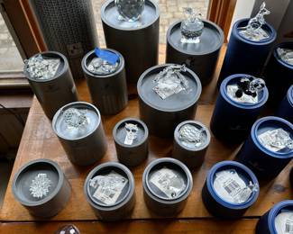 Over FIFTY Pieces of Swarovski Crystal Figurines! Waterford Crystal Egg, Steuben Eagle and MORE! Most in their original boxes! 