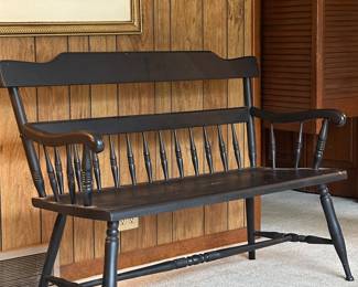 Preliminary walkthrough photo: 

A lovely Ethan Allen bench. 