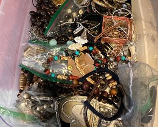 Preliminary walkthrough photo: 

Just some of the hundreds of pieces of jewelry! Vintage to contemporary! Necklaces, brackets, earrings and rings! Just now starting to go through it all!!
