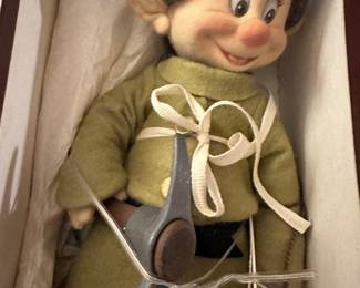 A RARE set of Michigan Artist - R. John Wright - Snow White and the Seven Dwarfs Dolls! 8 Dolls in their original boxes, complete! Made In Vermont!