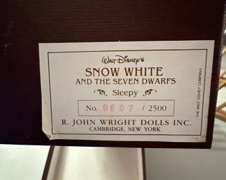 A RARE set of Michigan Artist - R. John Wright - Snow White and the Seven Dwarfs Dolls! 8 Dolls in their original boxes, complete! Made In Vermont!