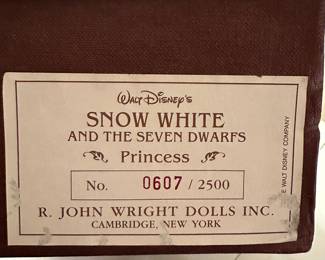 A RARE set of Michigan Artist - R. John Wright - Snow White and the Seven Dwarfs Dolls! 8 Dolls in their original boxes, complete! Made In Vermont!