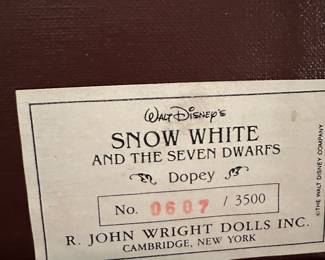 A RARE set of Michigan Artist - R. John Wright - Snow White and the Seven Dwarfs Dolls! 8 Dolls in their original boxes, complete! Made In Vermont!