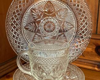 A beautiful set of Antique Crystal d'Arques Durand ~ Clear Glass Luncheon/Dessert Settings! Made in USA