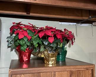 Silk Poinsettias never need watering! Even though Christmas is a year away, these will be waiting for you to display in 2024!