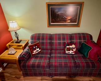 Plaid Couch by Charles • MCM End Table by Stratford