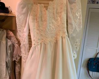 Vintage wedding gown and veil