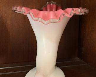 White with pink sandwich glass