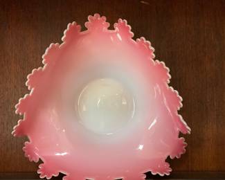 Pink and white sandwich glass