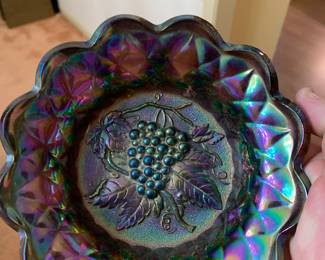 Purple grape pattern carnival glass