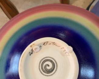 Signature on pottery bowl
