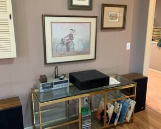 Very nice brass and glass credenza, music stand
