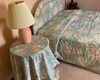 Vintage 1980s bedroom suite with tufted headboard