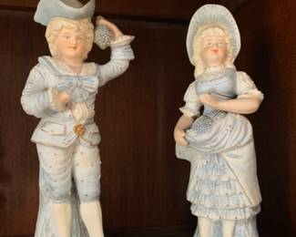 Very large pair of old German porcelain figures