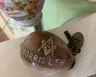 Carved shell Morris Lewis -Masonic 
