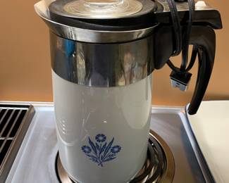 Corning Blue Corn Flower percolator