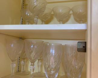 Several sets of crystal stemware
