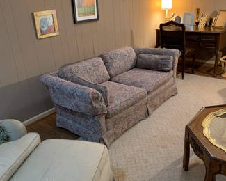 Pair of chairs with ottomans; pair of floral sofas