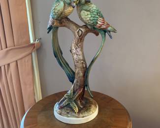 Large majolica parrots