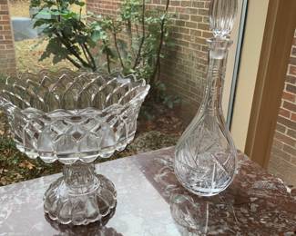 Compote and cut crystal -several pieces of fancy glass