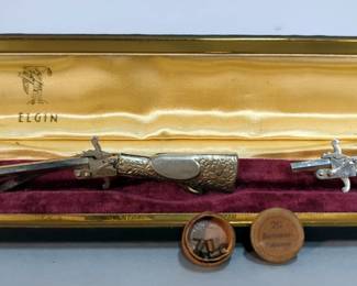 Salesman's Samples Of Percussion Rifle And Pistol With Miniature Pellets, Approx 5" And 1.5" Long